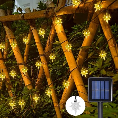 Glaxcidy Solar Lichterkette Außen, 39.3 Ft 100 LEDS Nordstern Lichterkette mit 8 Modi, Wasserdichte Weihnachtslichter, Weihnachtsdeko für Party, Weihnachten, Gärten, Baumschmuck von Glaxcidy