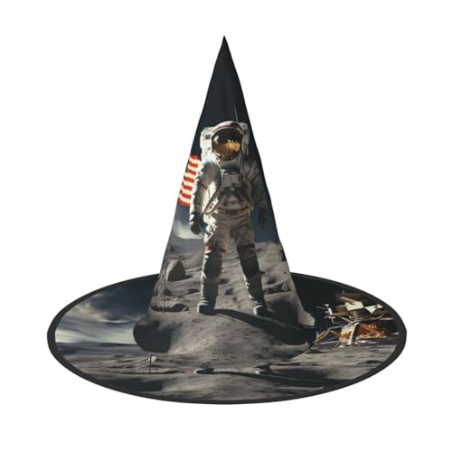 GlbnSHeric Hexenhüte Halloween Kegel Zauberer Hut Astronaut Landung auf dem Mond Hexenhüte Halloween Hut Kostüm Cosplay von GlbnSHeric