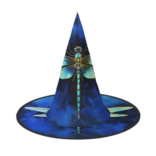 GlbnSHeric Hexenhüte Halloween Kegel Zauberer Hut Blau Libelle Hexenhüte Halloween Hut Kostüm Cosplay von GlbnSHeric