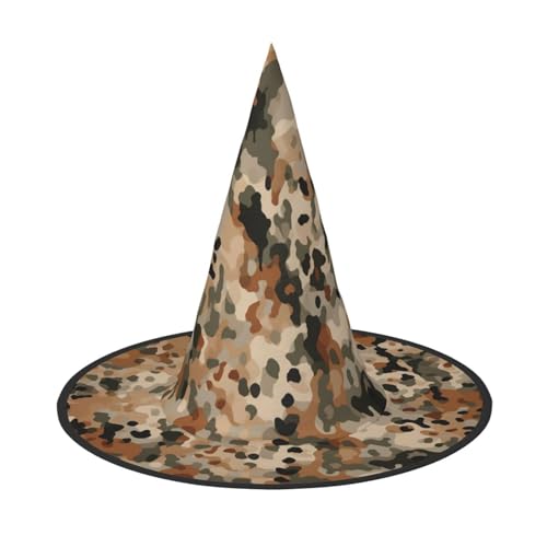 GlbnSHeric Hexenhüte Halloween Kegel Zauberer Hut Braun Leopard Camouflage Hexenhüte Halloween Hut Kostüm Cosplay von GlbnSHeric