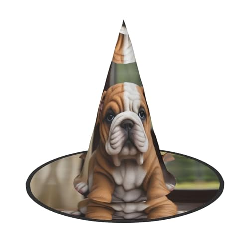 GlbnSHeric Hexenhüte Halloween Kegel Zauberer Hut Bulldogge Welpe Hexenhüte Halloween Hut Kostüm Cosplay von GlbnSHeric