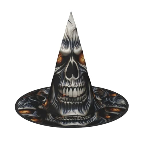 GlbnSHeric Hexenhüte Halloween Kegel Zauberer Hut Cool Böser Schädel Hexenhüte Halloween Hut Kostüm Cosplay von GlbnSHeric