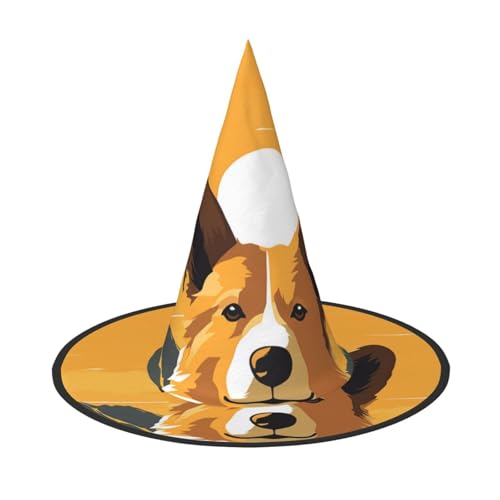 GlbnSHeric Hexenhüte Halloween Kegel Zauberer Hut Corgi-Silhouette Hexenhüte Halloween Hut Kostüm Cosplay von GlbnSHeric