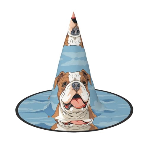 GlbnSHeric Hexenhüte Halloween Kegel Zauberer Hut Englische Bulldogge Hexenhüte Halloween Hut Kostüm Cosplay von GlbnSHeric