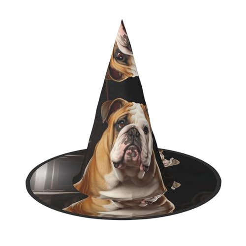 GlbnSHeric Hexenhüte Halloween Kegel Zauberer Hut Englische Bulldogge Hexenhüte Halloween Hut Kostüm Cosplay von GlbnSHeric