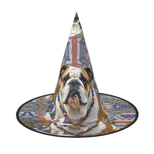 GlbnSHeric Hexenhüte Halloween Kegel Zauberer Hut Englische Bulldogge Hexenhüte Halloween Hut Kostüm Cosplay von GlbnSHeric