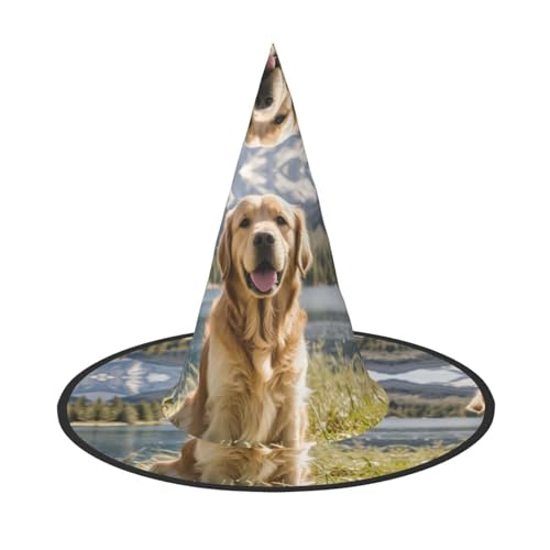 GlbnSHeric Hexenhüte Halloween Kegel Zauberer Hut Golden Retriever Hexenhüte Halloween Hut Kostüm Cosplay von GlbnSHeric