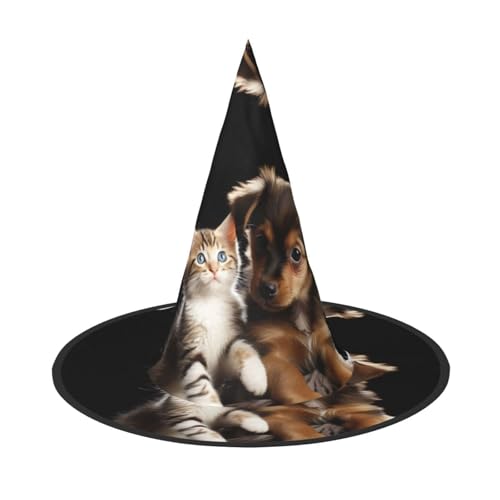 GlbnSHeric Hexenhüte Halloween Kegel Zauberer Hut Niedliche Katzen Hunde Hexenhüte Halloween Hut Kostüm Cosplay von GlbnSHeric