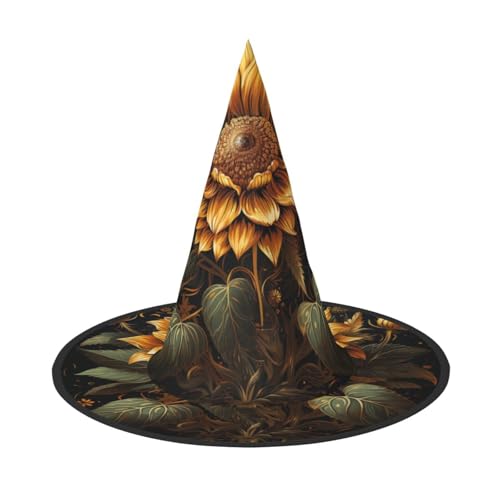 GlbnSHeric Hexenhüte Halloween Kegel Zauberer Hut Sonnenblume Hexenhüte Halloween Hut Kostüm Cosplay von GlbnSHeric