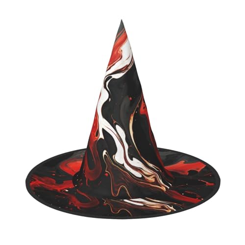 GlbnSHeric Hexenhüte Halloween Kegel Zauberer Hut schwarz und rot Marmor Hexenhüte Halloween Hut Kostüm Cosplay von GlbnSHeric