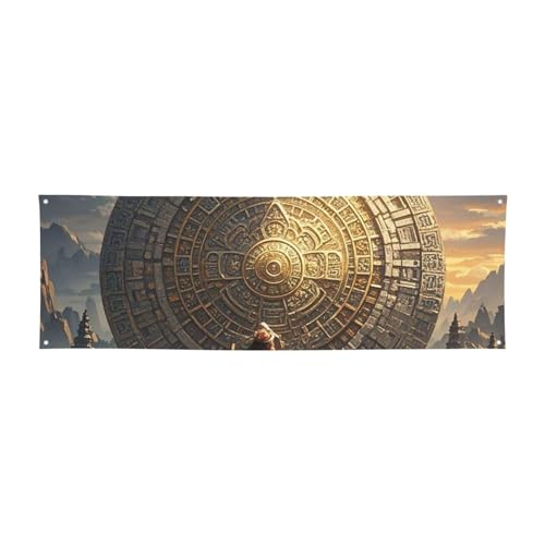 Große Banner für drinnen und draußen, personalisierbar, Maya-Kalender, Partyschilder, 300D-Polyester, blanko, Banner mit vier runden Metalllöchern, Banner für Party-Dekoration von GlbnSHeric