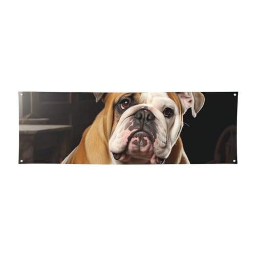 Große Banner für drinnen und draußen, personalisierbar, englische Bulldogge, Partyschilder, 300D-Polyester, blanko, Banner mit vier runden Metalllöchern, Banner für Party-Dekoration von GlbnSHeric