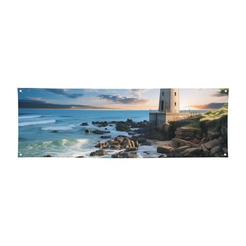 Großes Banner für drinnen und draußen, personalisiertes Banner für Strand, Leuchtturm, Party, Schilder, 300D-Polyester, blanko, Banner mit vier runden Metalllöchern, Banner für Party-Dekoration von GlbnSHeric