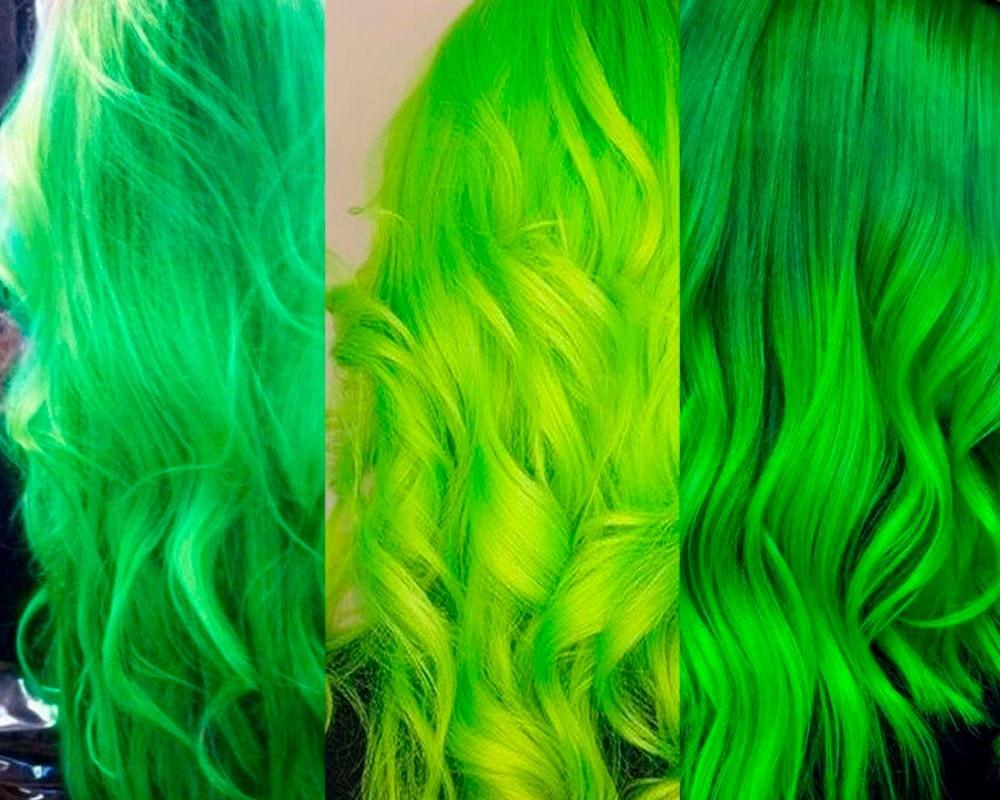 Hellgrüne Haarverlängerungen, Neon, Billie Eilish, Ästhetik, Clip in Strähnen, Meerjungfrauenhaar, Pastellhaar, Sommer, Highlights, Schickes Haar von Gleaise