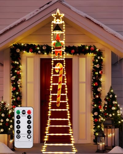 Gleamkid LED Weihnachtsmann Leiter Lichterkette - 3.3 M LED Weihnachtsbeleuchtung Strombetrieben mit Timer, 8 Modi für drinnen und draußen, Fenster, Garten, Haus, Wand, Weihnachtsbaumdekoration von Gleamkid