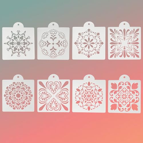 8 Stück Malerei Zeichenschablonen - Blumen Schablonen Wiederverwendbar Schablonen zum Malen Zeichnen Vorlagen Painting Stencils Malvorlagen Kit für DIY Scrapbooking Sammelalben 15x15cm von Gleeve