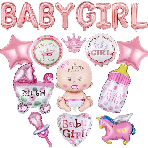 Baby Shower Babyparty Dekorationen Mädchen - 19 Stück Its A Girl Girlande Baby Luftballons Rosa Baby Girl Geschlecht Offenbaren Ballon Banner Gender Reveal Babyparty Deko von Gleeve