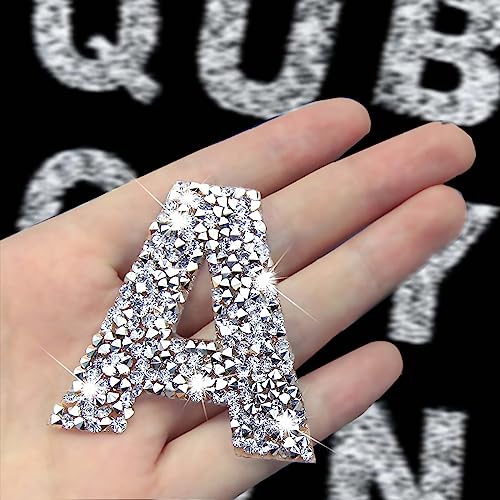 Gleihow 35 Stück Strass-Aufnäher zum Aufbügeln mit Buchstaben zum Aufbügeln, Glitzer, Strasssteine, Alphabet-Applikation für Kleidung, Hüte, Jeans, Schuhe, DIY Handwerk (Silber) von Gleihow