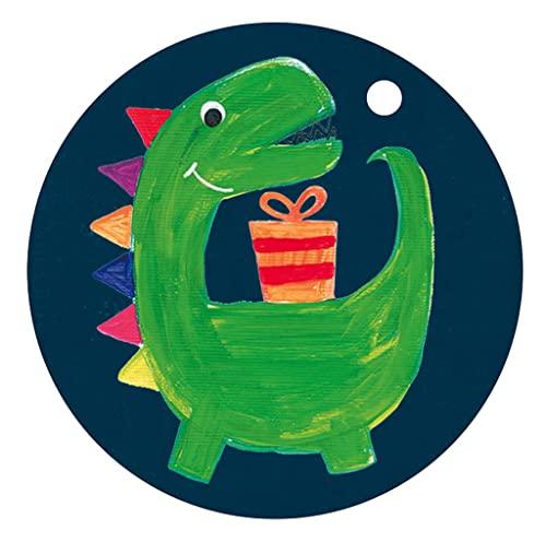 Glick 4 Stück Dinosaurier Geschenkanhänger, Multipack Geschenkanhänger für Geburtstag Dinosaurier, Dinosaurier Geburtstag Geschenkanhänger für Geschenkverpackungen, Blau von Glick