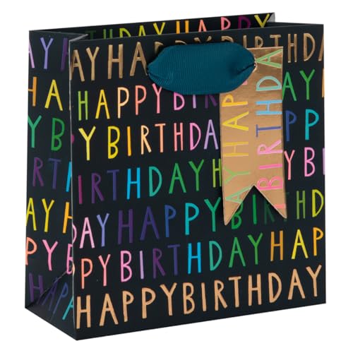 Glick Luxuriöse Geschenktüte, Happy Birthday Navy S, Celebration, PS Happy Birthday Geschenkbeutel, 140 x 140 x 60 mm, Marineblau von Glick