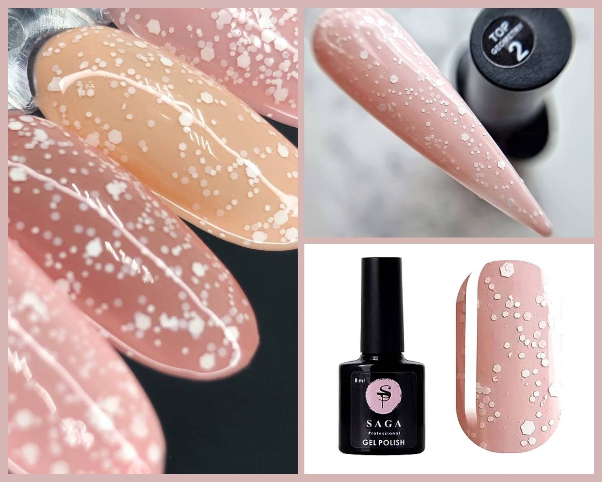 Saga Geometrie Top Coat Weiß Konfetti Punkte Pailletten Cover Für Nailart von Glifada