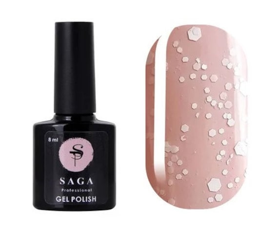 Saga Geometrie Top Coat Weiß Konfetti Punkte Pailletten Cover Für Nailart von Glifada