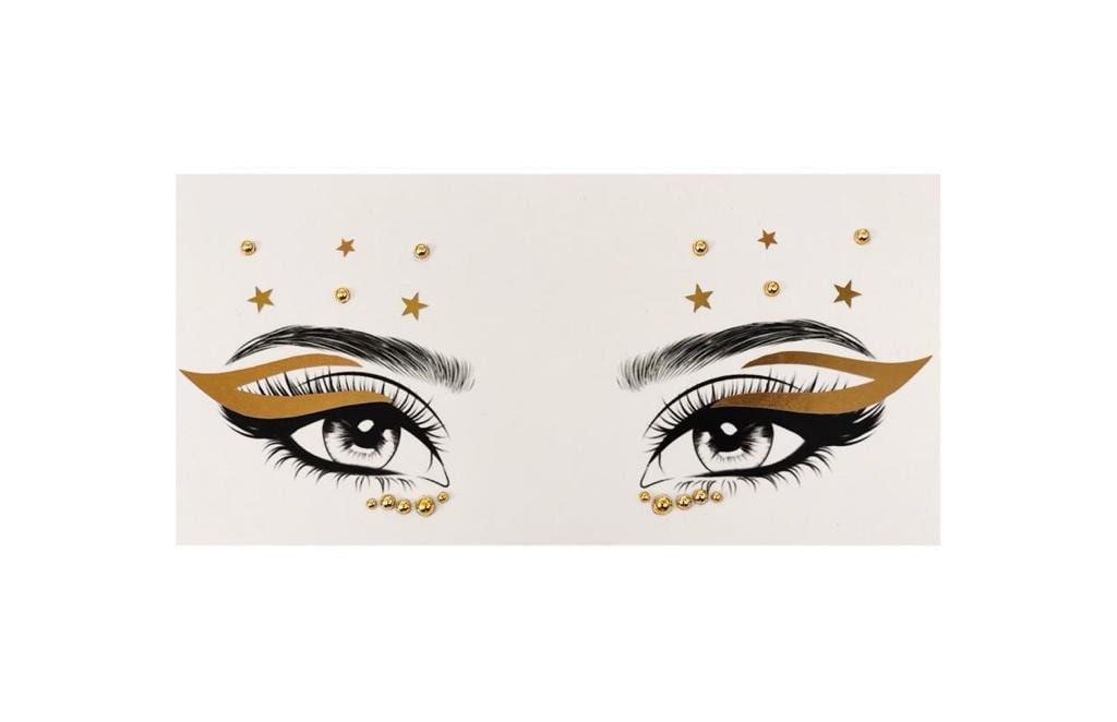 Mgb Selbstklebender Gold Eyeliner/Gesichtsschmuck/Party Aufkleber/Party Edelsteine/Festival Aufkleber von GlitterboutiqueGB