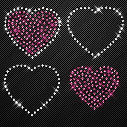 Glitzerdeals Aufbügler Herzen Strass pink Love Aufbügler für Textilien Bügelbild Liebe Strass Bügelbild für Textilien Hot-fix iron-on-transfer von Glitzerdeals