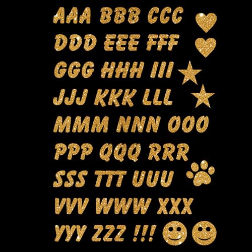 Glitzerdeals Bügelbilder Glitzer Alphabet zum Aufbügeln gold Aufbügler für Textilien Karneval Kostüm Alphabet Bügelflicken Buchstaben Fasching Patch zum Aufbügeln Alphabet von Glitzerdeals