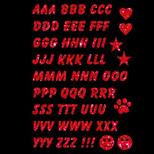 Glitzerdeals Bügelbilder Glitzer Alphabet zum Aufbügeln rot Aufbügler für Textilien Karneval Kostüm Alphabet Bügelflicken Buchstaben Fasching Patch zum Aufbügeln Alphabet von Glitzerdeals