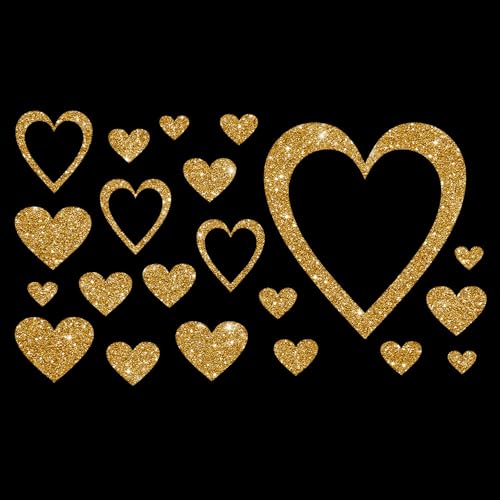 Glitzerdeals Bügelbilder Glitzer Bügelbilder Karneval Herzen Herz Aufbügler für Textilien Karneval Kostüm Herzen Bügelflicken Herz Fasching Patch zum Aufbügeln Herzen gold von Glitzerdeals