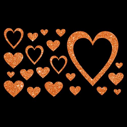 Glitzerdeals Bügelbilder Glitzer Bügelbilder Karneval Herzen Herz Aufbügler für Textilien Karneval Kostüm Herzen Bügelflicken Herz Fasching Patch zum Aufbügeln Herzen orange von Glitzerdeals