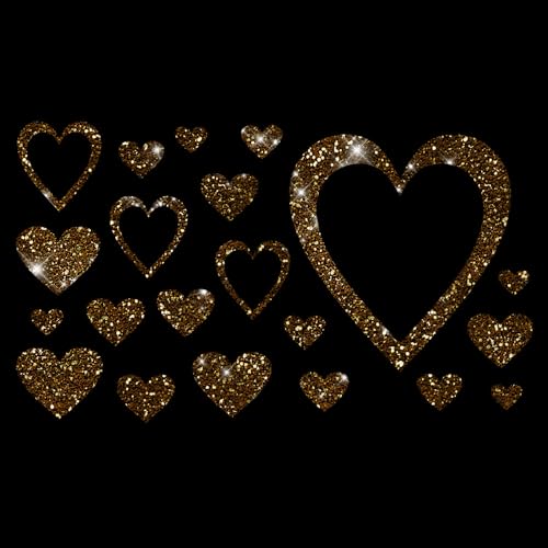 Glitzerdeals Bügelbild Glitzer Bügelbilder Karneval Herzen Herz Glitzerbild zum Aufbügeln Herzen Glitzerflex Herz Bling Aufbügler Herzen schwarzgold von Glitzerdeals