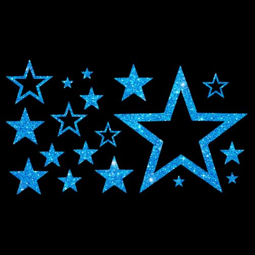 Glitzerdeals Bügelbild Glitzer Bügelbilder Karneval Sterne Stern Glitzerbild zum Aufbügeln Sterne Glitzerflex Stern Bling Aufbügler Sterne blau von Glitzerdeals