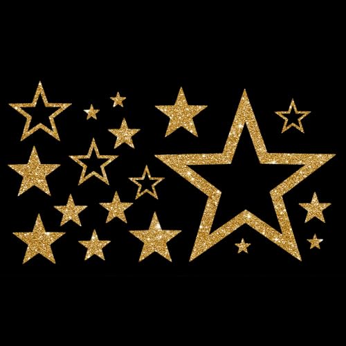 Glitzerdeals Bügelbilder Glitzer Bügelbilder Karneval Sterne Stern Aufbügler für Textilien Karneval Kostüm Sterne Bügelflicken Stern Fasching Patch zum Aufbügeln Sterne gold von Glitzerdeals