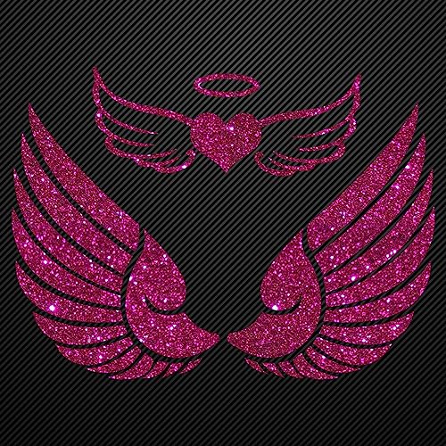 Glitzerdeals Bügelbild Glitzer Flügel 2er Set Glitzerflügel pink Glitzerbild zum Aufbügeln Flügel Glitzerflex Engelsflügel Bling Aufbügler Flügel von Glitzerdeals