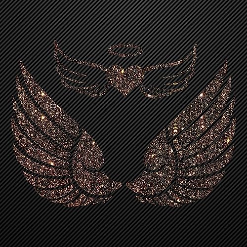 Glitzerdeals Bügelbild Glitzer Flügel 2er Set Glitzerflügel schwarzgold Glitzerbild zum Aufbügeln Flügel Glitzerflex Engelsflügel Bling Aufbügler Flügel von Glitzerdeals