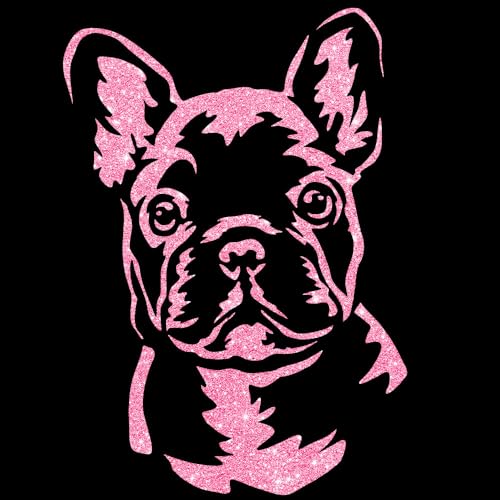 Glitzerdeals Bügelbild Glitzer Französiche Bulldogge Frenchie flamingo Aufbügler Französiche Bulldogge Glitzerbild zum Aufbügeln Glitzerflex Frenchie Bling von Glitzerdeals