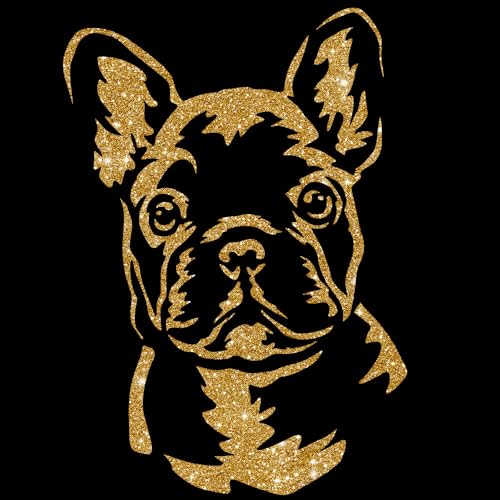 Glitzerdeals Bügelbild Glitzer Französiche Bulldogge Frenchie gold Aufbügler Französiche Bulldogge Glitzerbild zum Aufbügeln Glitzerflex Frenchie Bling von Glitzerdeals