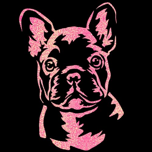 Glitzerdeals Bügelbilder Glitzer Französiche Bulldogge Frenchie koralle Aufbügler Französiche Bulldogge Aufbügler für Textilien Karneval Kostüm Bügelflicken Frenchie Bling von Glitzerdeals