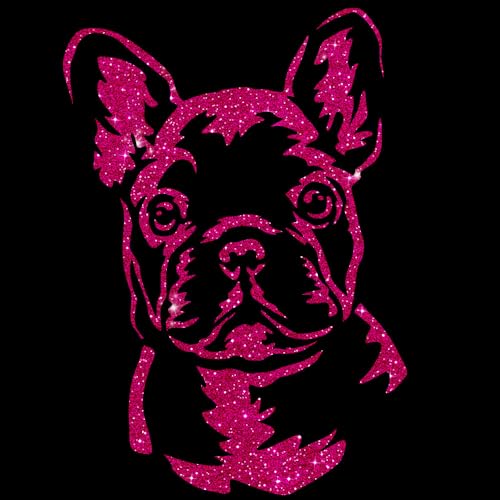 Glitzerdeals Bügelbilder Glitzer Französiche Bulldogge Frenchie pink Aufbügler Französiche Bulldogge Aufbügler für Textilien Karneval Kostüm Bügelflicken Frenchie Bling von Glitzerdeals