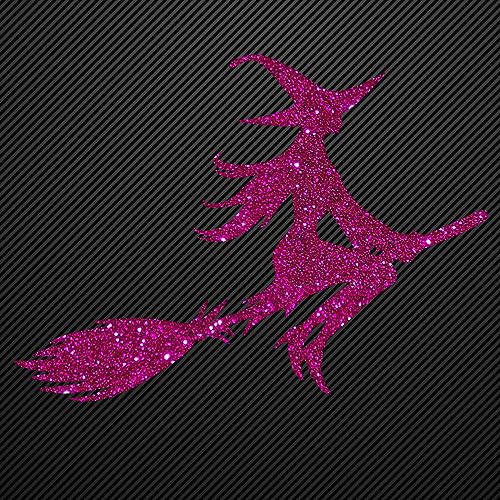 Glitzerdeals Bügelbilder Glitzer Hexe auf Besen 16 Farben pink Aufbügler für Textilien Karneval Kostüm Hexe Bügelflicken Hexenmotiv Fasching Patch zum Aufbügeln Hexe von Glitzerdeals