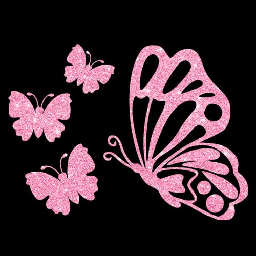 Glitzerdeals Bügelbilder Glitzer Schmetterlinge im Set flamingo Aufbügler für Textilien Karneval Kostüm Schmetterling Bügelflicken Schmetterlinge Fasching Patch zum Aufbügeln Schmetterling von Glitzerdeals