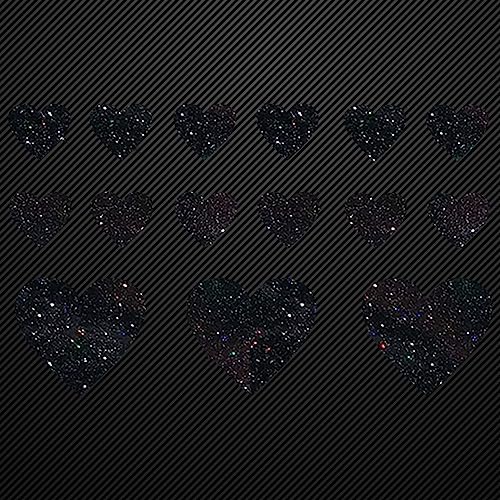 Glitzerdeals Bügelbilder Glitzer Set 15 Herzen in Glitzer schwarz Aufbügler für Textilien Karneval Kostüm Herzen Bügelflicken Herz Fasching Patch zum Aufbügeln Herzen von Glitzerdeals