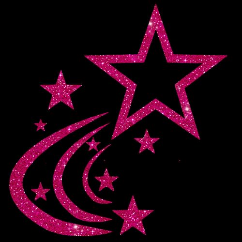 Glitzerdeals Bügelbilder Glitzer Sternschnuppe und Sterne Sternenschweif pink Aufbügler für Textilien Karneval Kostüm Sternschnuppe Bügelflicken Sterne Fasching Patch zum Aufbügeln Sternschnuppe von Glitzerdeals