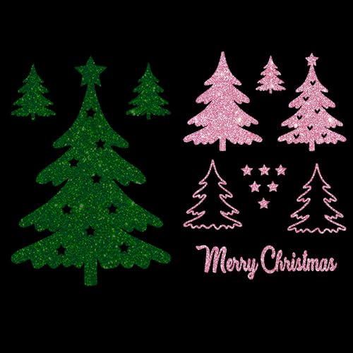 Glitzerdeals Bügelbilder Glitzer Weihnachtsmotiv Set Weihnachtsbaum Merry Christmas Sterne flamingo Aufbügler für Textilien Karneval Kostüm Bügelflicken Weihnachten Fasching Patch zum Aufbügeln von Glitzerdeals