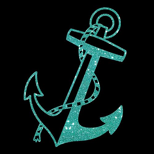 Glitzerdeals Bügelbilder Glitzer großer Anker mit Seil jade Aufbügler für Textilien Karneval Kostüm Anker Bügelflicken maritim Fasching Patch zum Aufbügeln Anker von Glitzerdeals