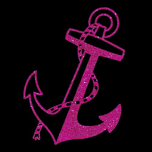 Glitzerdeals Bügelbild Glitzer großer Anker mit Seil pink Glitzerbild zum Aufbügeln Anker Glitzerflex maritim Bling Aufbügler Anker von Glitzerdeals