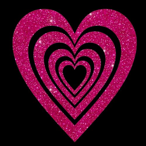 Glitzerdeals Bügelbild Glitzer großes Herz Silhouette Glitzer pink Glitzerbild zum Aufbügeln Herzen Glitzerflex Sterne Bling Aufbügler Herzen von Glitzerdeals