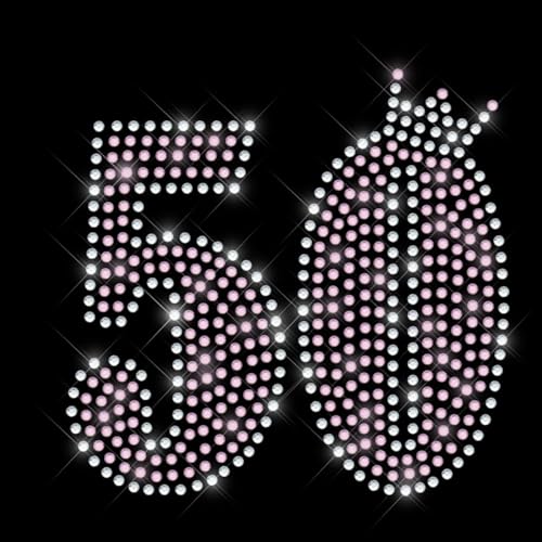 Glitzerdeals Bügelbild Strass 50. Geburtstag Geburtstagszahl mit Krone Strassmotiv zum Aufbügeln 50. Geburtstag Bügelmotiv Jubiläum Strass Aufbügler 50. Geburtstag von Glitzerdeals